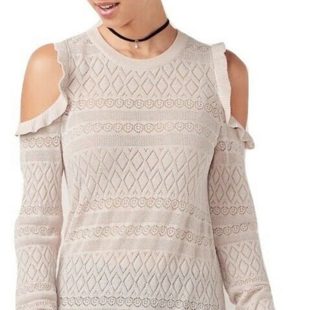 LC LAUREN CONRAD Ruffle Pointelle Sweater NEW!